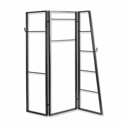 Homezia Contemporary Metal Coatrack Three Panel Room Divider Screen
