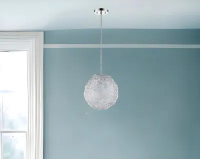 Homezia Contemporary Silver Globe Pendant Hanging Light In Blue