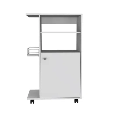 Homezia Contemporary White Rolling Kitchen Cart