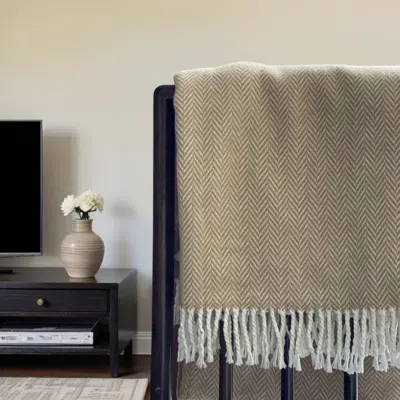 Homezia Copper And White Dreamy Soft Herringbone Throw Blanket