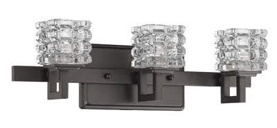 Homezia Coralie 3-light Oil-rubbed Bronze Sconce With Pressed Crystal Shades In Black