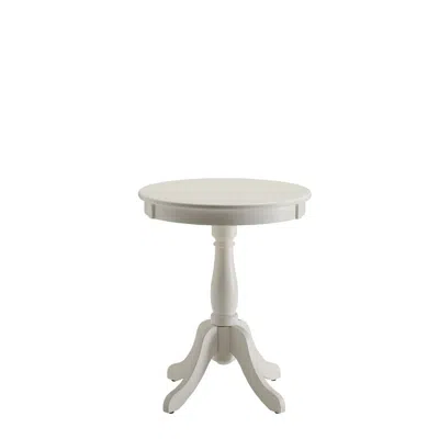 Homezia Cottage White Wood Pedestal Side Or End Table