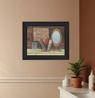Homezia Country Bath 3 Black Framed Print Bathroom Wall Art