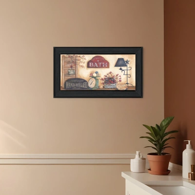 Homezia Country Bath 9 Black Framed Print Bathroom Wall Art