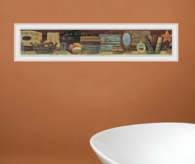 Homezia Country Bath Shelf 2 White Framed Print Bathroom Wall Art In Multi
