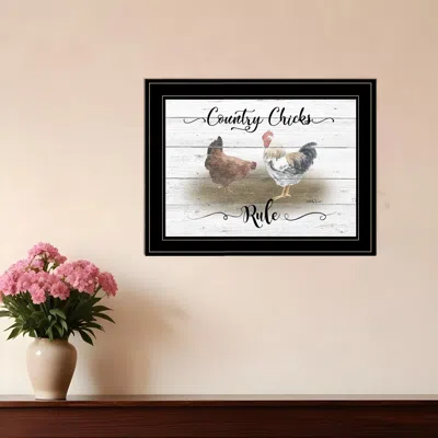 Homezia Country Chicks Rule 3 Black Framed Print Wall Art In Multi