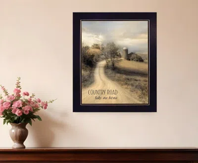 Homezia Country Road Take Me 2 Black Framed Print Wall Art In Multi
