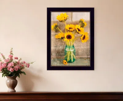 Homezia Country Sunflowers 1 Black Framed Print Wall Art In Multi