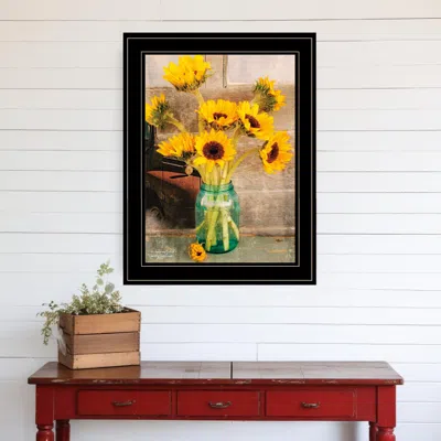 Homezia Country Sunflowers I 2 Black Framed Print Wall Art