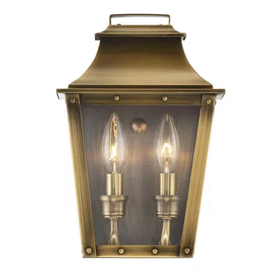 Homezia Coventry 2-light Aged Brass Pocket Wall Light In Gold