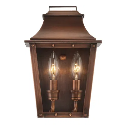 Homezia Coventry 2-light Copper Patina Pocket Wall Light In Blue