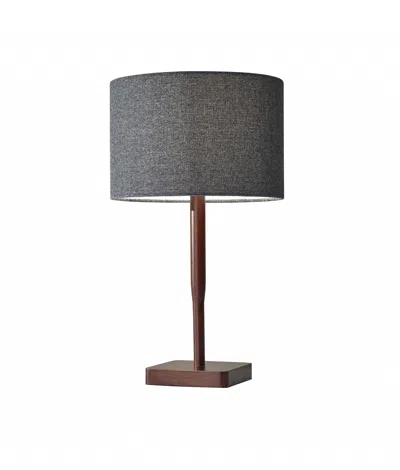 Homezia Cozy Cabin Walnut Wood Finish Table Lamp In Gray