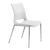 Homezia Cradle White Faux Leather Side Or Dining Chairs Set Of 2