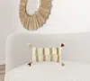 Homezia Cream Accent Striped Boho Chic Lumbar Pillow