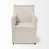 Homezia Cream And Brown Slipcovered Wood Dining Arm Chair