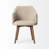 Homezia Cream And Brown Upholstered Fabric Dining Arm Chair