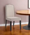 Homezia Cream And Espresso Upholstered Linen Dining Parsons Chair