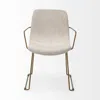 Homezia Cream And Gold Upholstered Fabric Dining Arm Chair