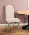 Homezia Cream And Gray Upholstered Linen Dining Parsons Chair