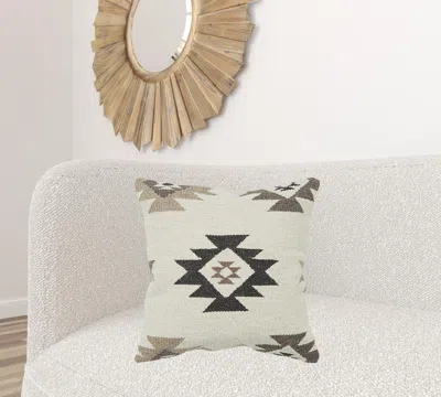Homezia Cream Beige Classic Ikat Pattern Throw Pillow