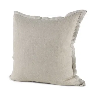 Homezia Cream Bordered Pillow Cover In Gray