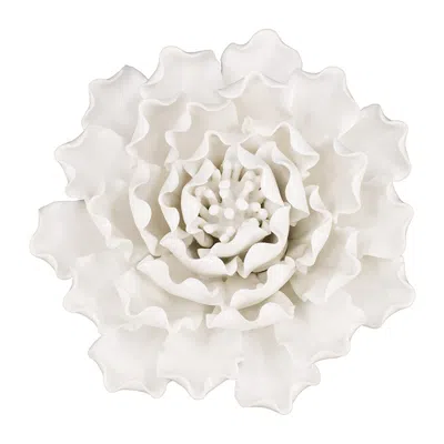 Homezia Cream Exaggerated 6" Ceramic Flower Wall Art