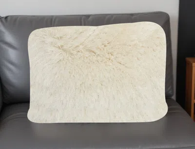 Homezia Cream Super Shaggy Throw Pillow