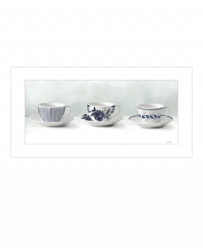 Homezia Cups And Saucers 1 White Framed Print Wall Art