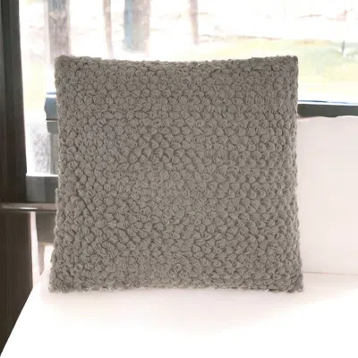 Homezia Curly Loops Light Gray Wool Cotton Blend Throw Pillow