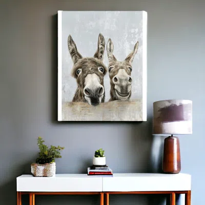 Homezia Cute Donkeys Canvas Unframed Print Wall Art