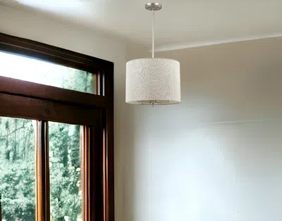 Homezia Daria 3-light Washed Gold Pendant With Washed Gold And White Drum Shade