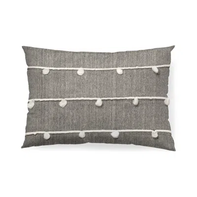 Homezia Dark Blue And Beige Lumbar Accent Pillow Cover In Gray