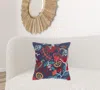 Homezia Dark Blue Jacobean Bloom Embroidered Throw Pillow