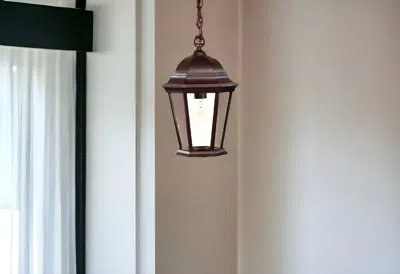 Homezia Dark Brown Domed Glass Lantern Hanging Light