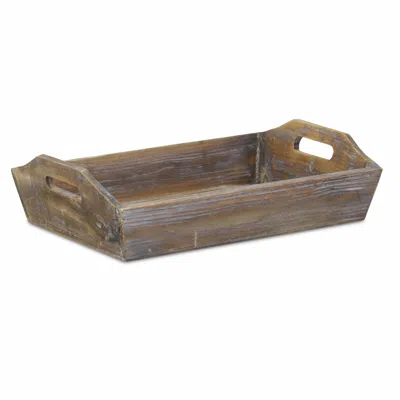 Homezia Dark Brown Finish Wood Serving Tray With Handles In Multi