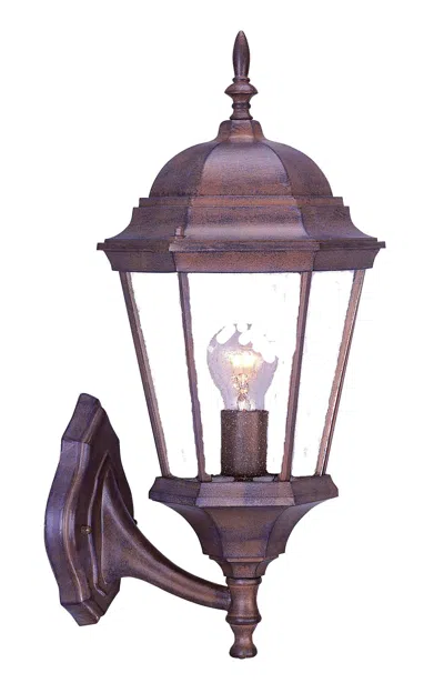 Homezia Dark Brown Swing Arm Lantern Wall Light In Burgundy