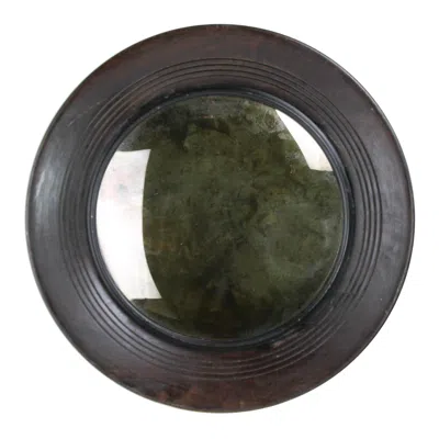 Homezia Dark Brown Wooden Convex Mirror