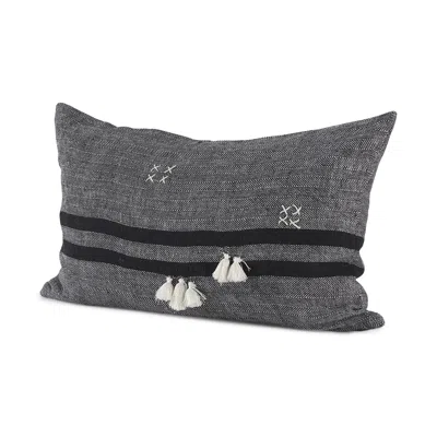 Homezia Dark Gray Detailed Lumbar Throw Pillow Cover