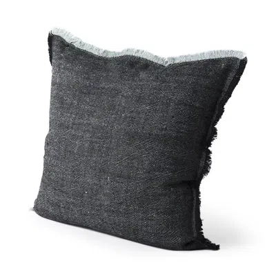 Homezia Dark Gray Fringed Throw Pillow Cover