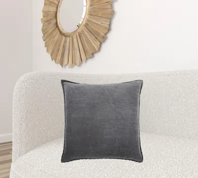 Homezia Dark Gray Solid Pearl Beaded Edge Throw Pillow