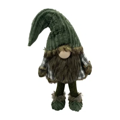Homezia Dark Green And Plaid Fabric Gnome