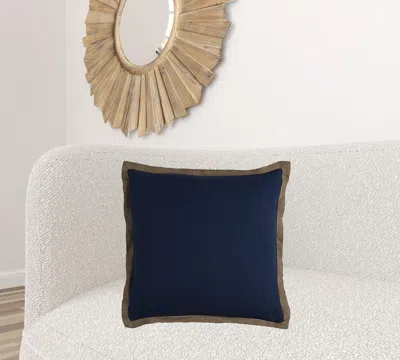 Homezia Dark Navy And Natural Jute Throw Pillow