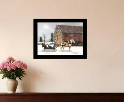 Homezia Dashing Though The Snow Black Framed Print Wall Art In Multi