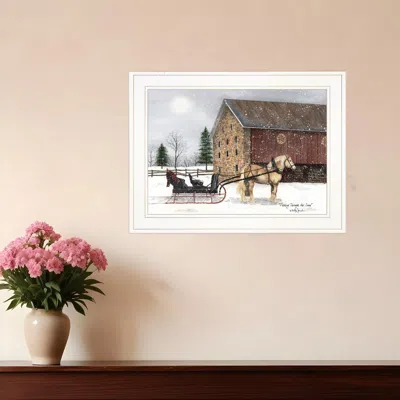 Homezia Dashing Through The Snow 1 White Framed Print Wall Art