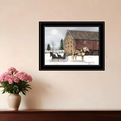 Homezia Dashing Through The Snow 2 Black Framed Print Wall Art