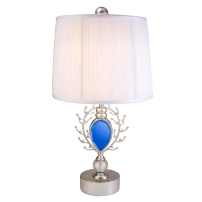 Homezia Dazzling Faux Turquoise Pendent Silver Table Lamp In Gray
