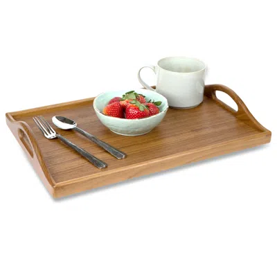 Homezia Designer Solid Teak 19" Serving Tray In Multi
