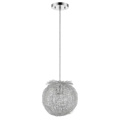 Homezia Distratto 1-light Polished Chrome Pendant Enmeshed Aluminum Wire Shade (12") In Gray