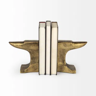 Homezia Distressed Brushed Gold Anvil Bookends