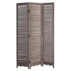 Homezia Distressed Light Wood Shutter Three Panel Room Divider Screen